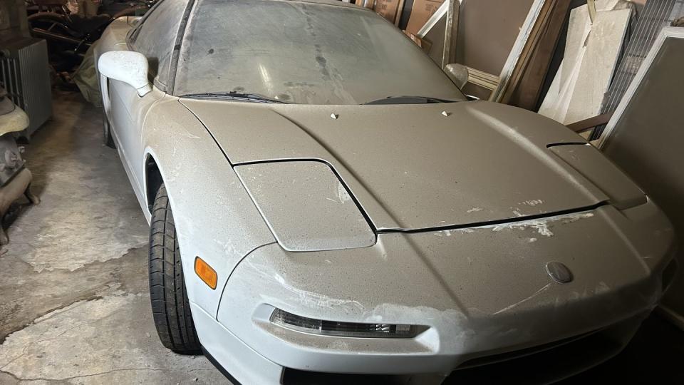 a car parked in a garage