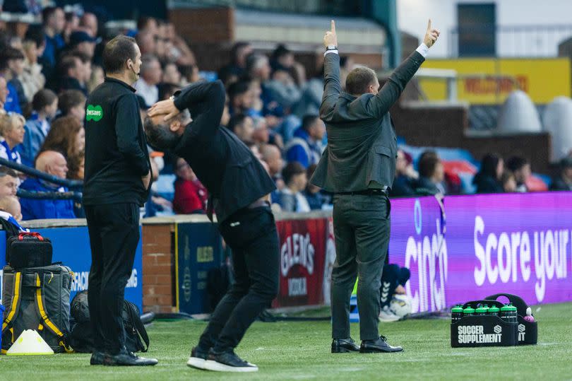 Brendan Rodgers celebrates Celtic's second goal -Credit:SNS Group