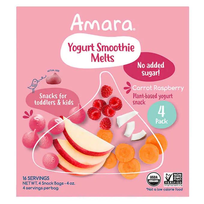 Amara Organic Yogurt Smoothie Carrot Raspberry Melts
