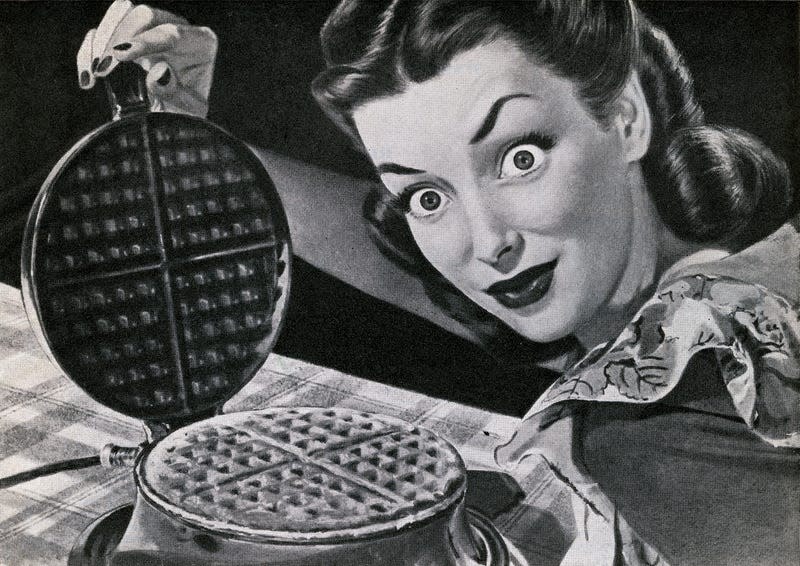A scary image from 1948. What the heck were in those waffles!?!