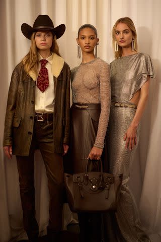 Backstage at the Ralph Lauren Fall/Holiday 2024 runway show.