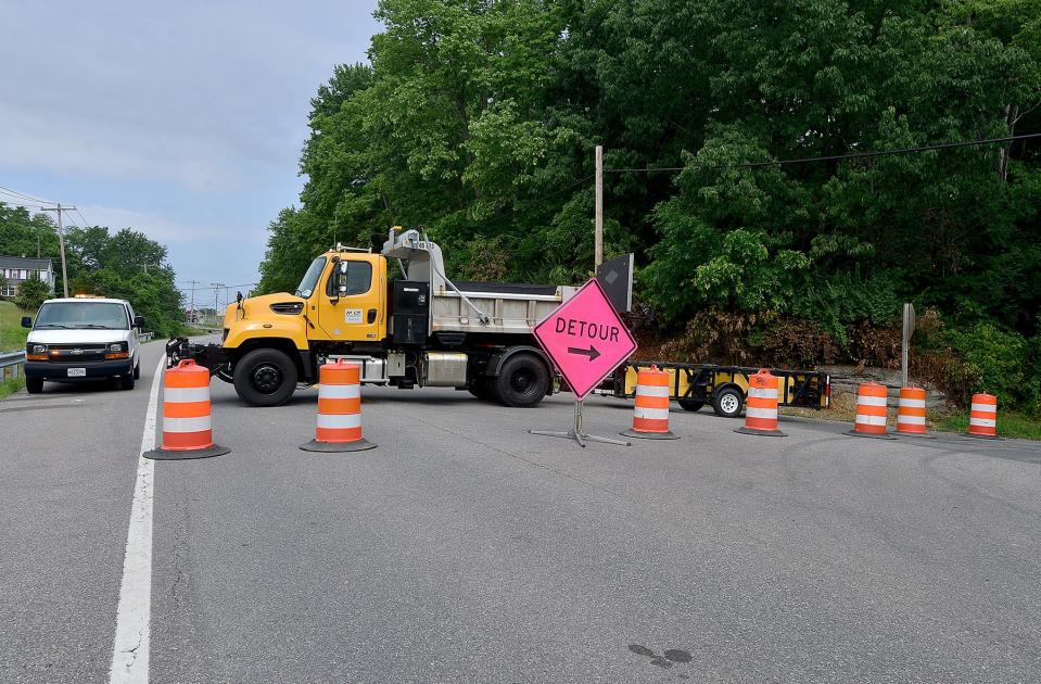 Leitersburg Pike remains closed between Clopper and Lehman's Mill roads Thursday while crews burn off remaining propane after a tanker crashed Wednesday afternoon.