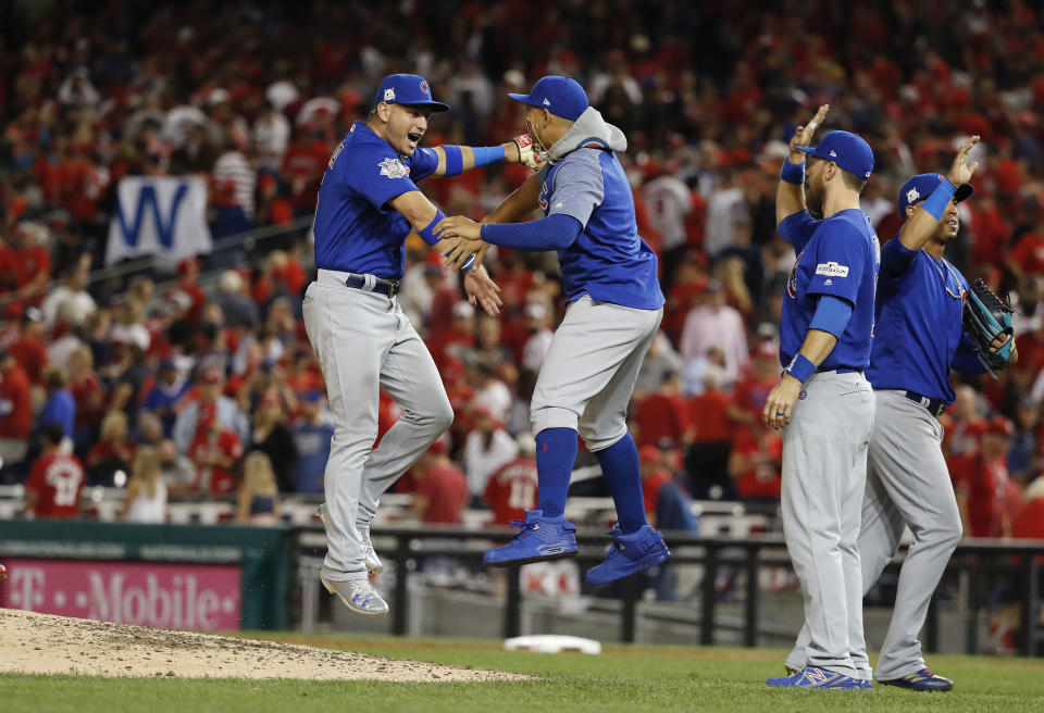 The Cubs are hoping to celebrate an NLDS win over the Nationals soon. (AP Photo)