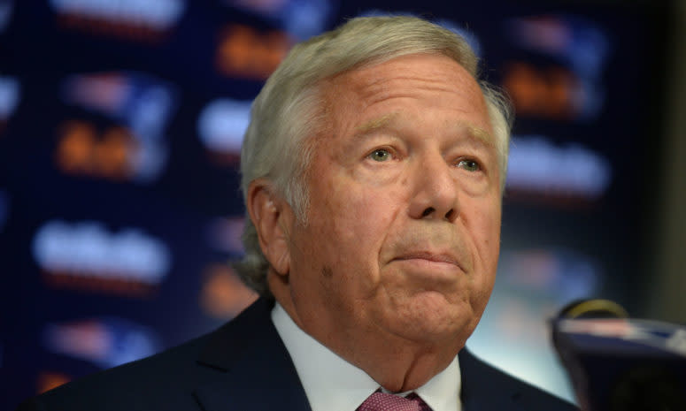 new england patriots owner robert kraft at a press conference