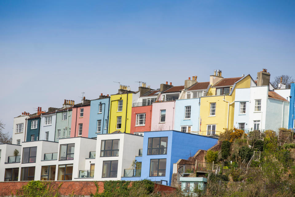 mortgage A terraced row of houses in Bristol, south west England, UK.