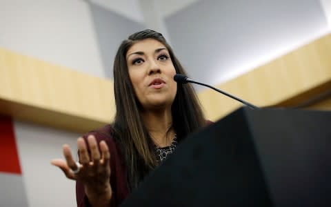 Lucy Flores said that Joe Biden had acted inappropriately at a political event in 2014 - Credit: AP Photo/John Locher