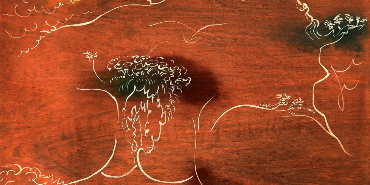 Jacques Lacan acquit L’Origine du monde, de Gustave Courbet, en 1955. Pour dissimuler le tableau, il commanda au peintre André Masson ce panneau, qui « montre ce qu’il cache », écrit Pascal Quignard. - Credit:© Institut Gustave Courbet  / Bridgeman Images