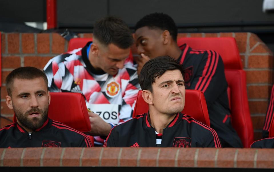 Harry Maguire on the bench of Manchester United
