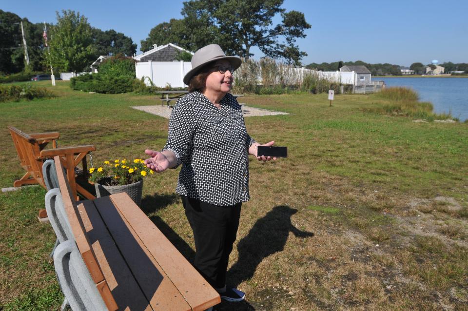 Linda Bolliger, president of the Hyannis Park Civic Association, talks about the proposed Cape Cod Gateway Airport expansion plans. She was photographed at a location along Mill Creek in October.