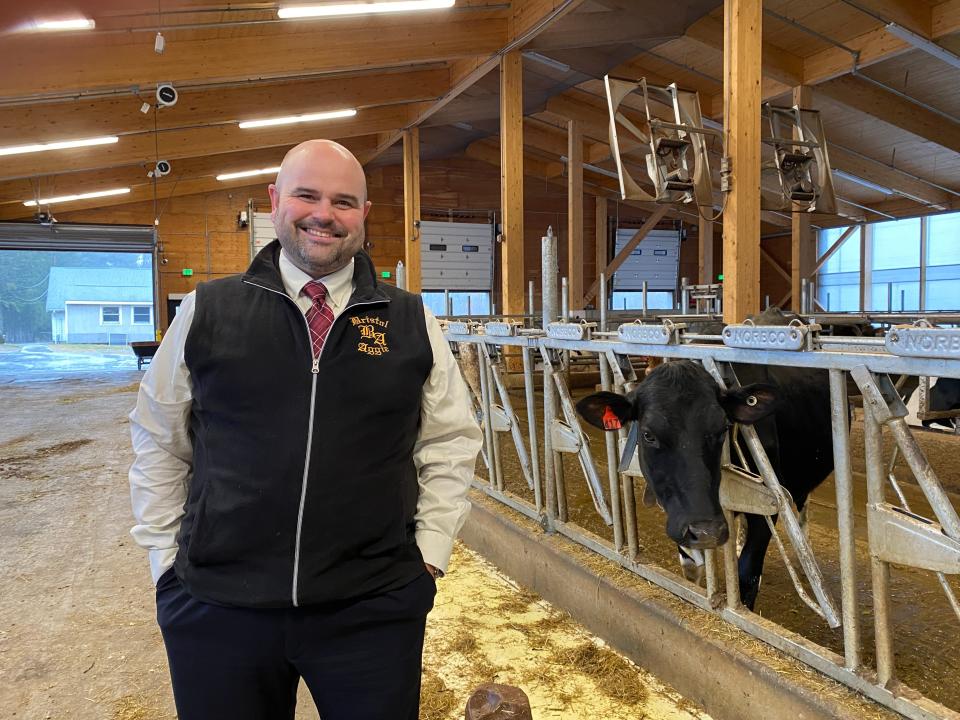 Bristol Agricultural HIgh School  Superintendent Derek Costa visits a new dairy barn on Tuesday, Jan. 3, 2023. (File Photo): Daniel Schemer)