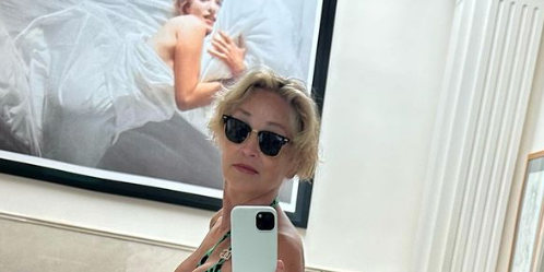 sharon stone bikini mirror selfie