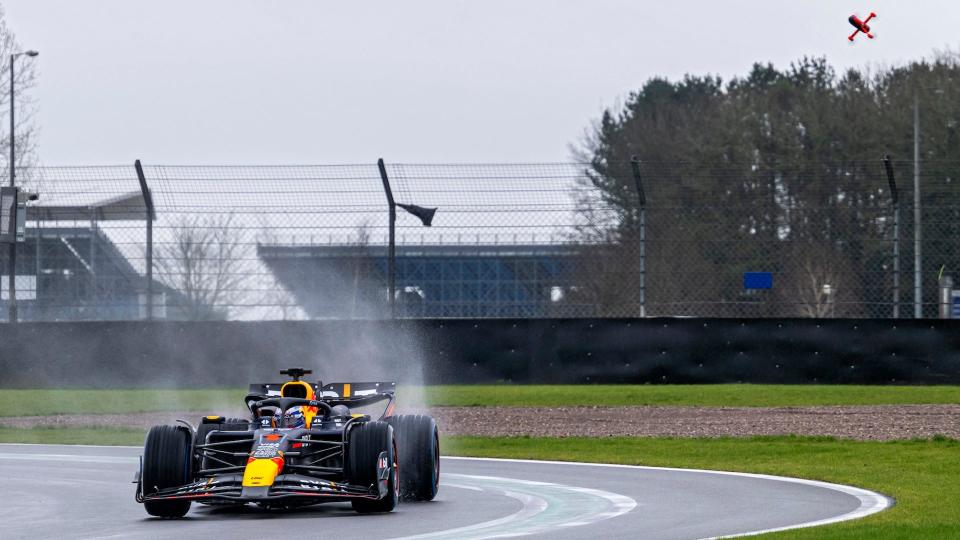 Watch the World's Fastest Camera Drone Chase an F1 Car at 200 MPH photo