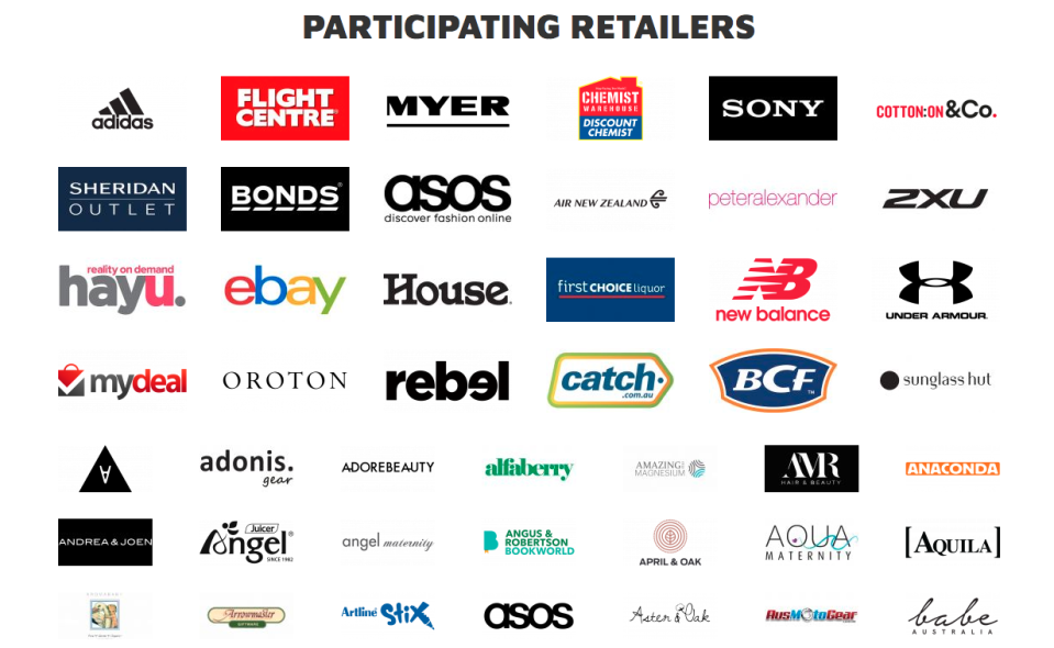 Just a taste of the hundreds of retailers on Click Frenzy