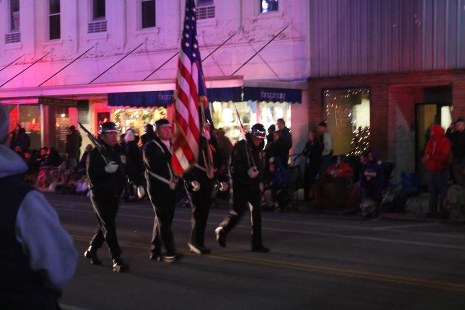 Saturday was the first time Fremont VFW Post 2947 color and honor guard led the holiday parade down Front Street, according to Commander Terry Stanforth.