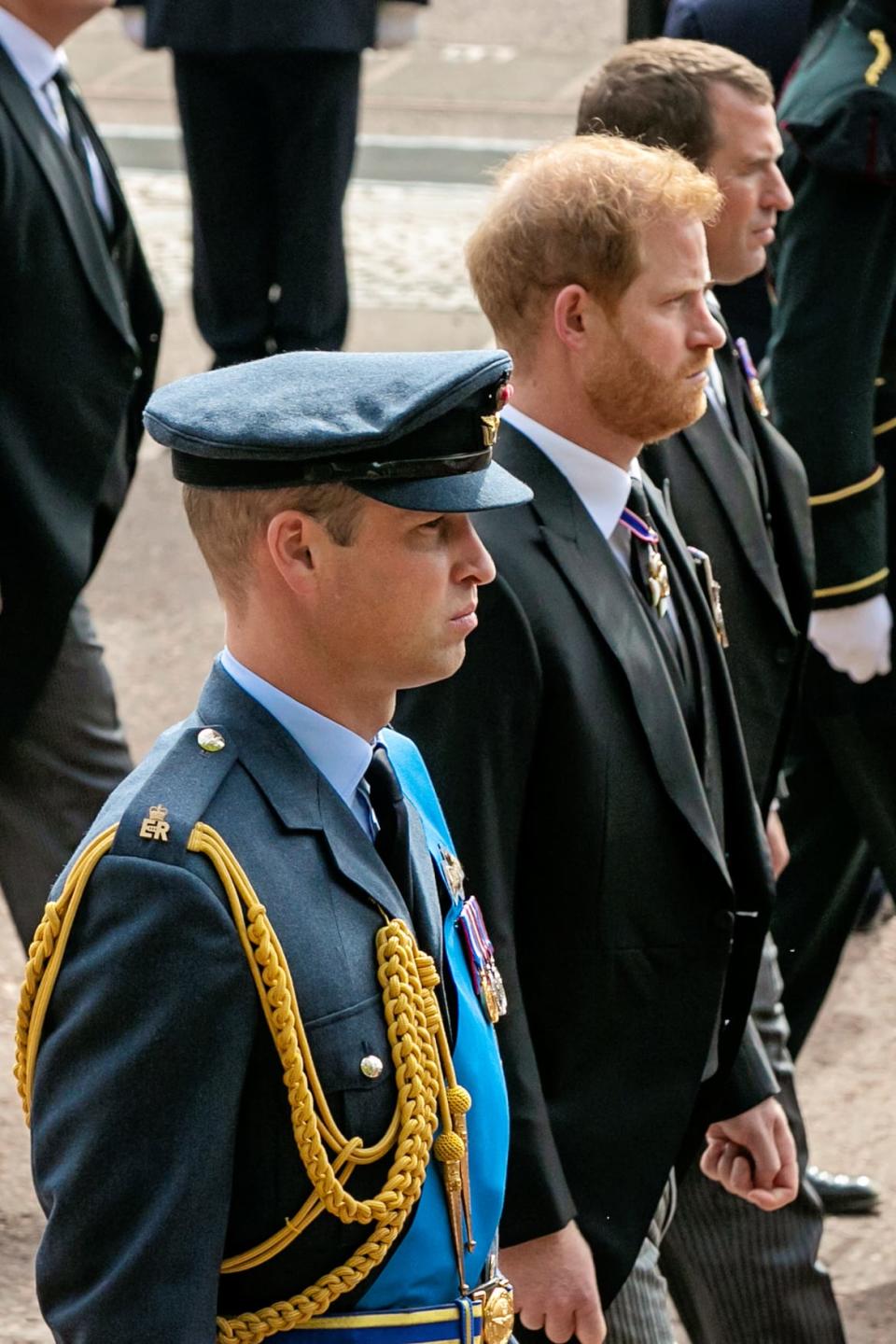 <div class="inline-image__caption"><p>William and Harry at Queen Elizabeth's funeral.</p></div> <div class="inline-image__credit"> Jenny Goodall via Reuters</div>