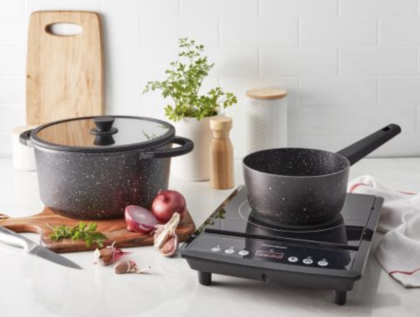 Coles are selling these grey saucepans at bargain prices at select stores in Victoria and Western Australia.