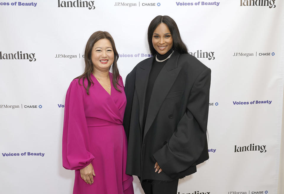 (L-R) Sarah Chung Park and Ciara attend The Voices Of Beauty Summit at California Market Center on March 28, 2024 in Los Angeles, California.