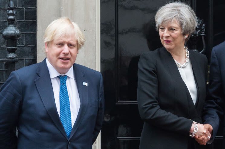 Boris Johnson and Theresa May on the steps of 10 Downing Street last month (Ray Tang/LNP/REX/Shutterstock)