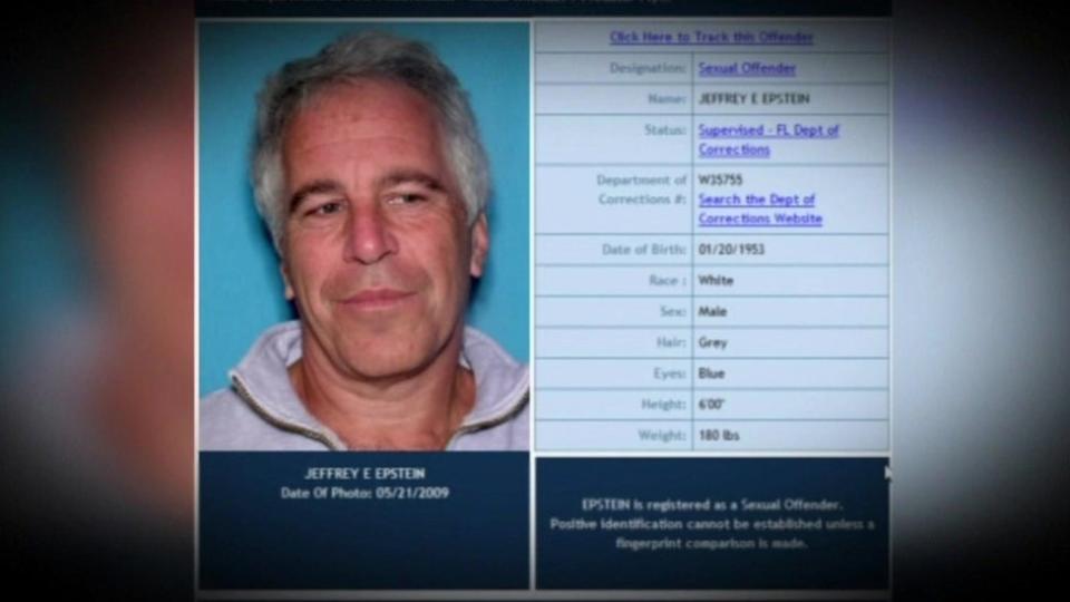 Ficha policial de Jeffrey Epstein.