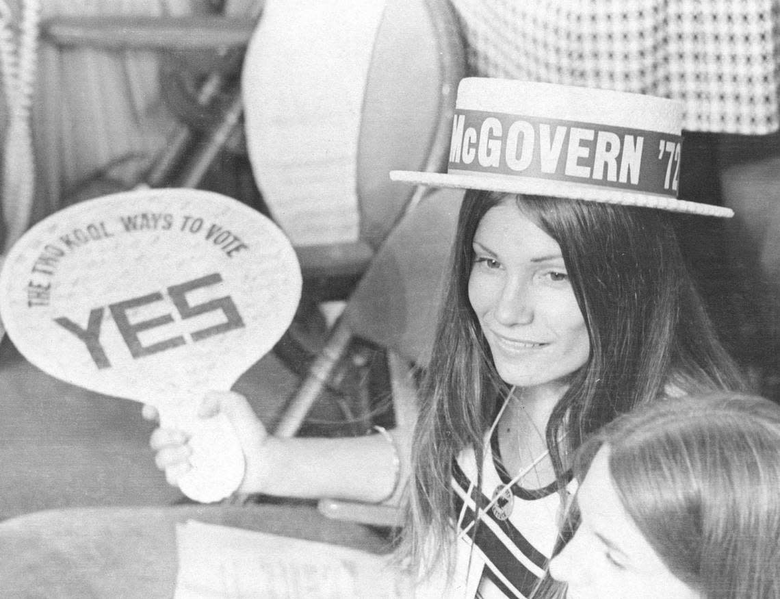 A McGovern supporter at the Miami Beach Convention Hall’s Democratic Convention in 1972.