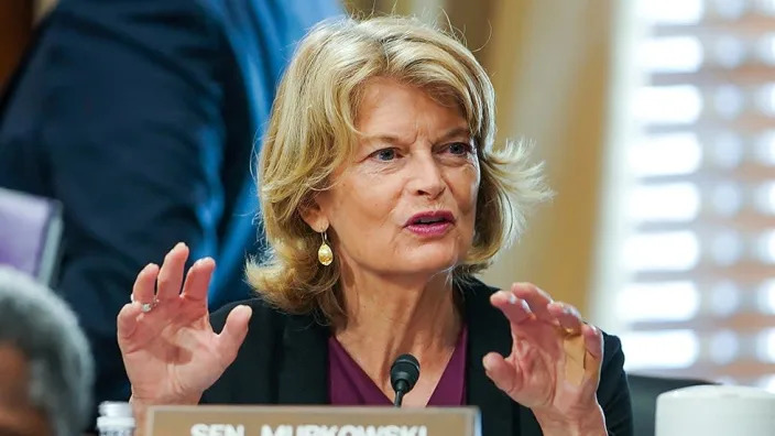 Sen. Lisa Murkowski (R-Alaska) is seen during a Senate Energy and Natural Resources Committee hearing to examine the the Federal Energy Regulatory Commission  on Tuesday, September 28, 2021.