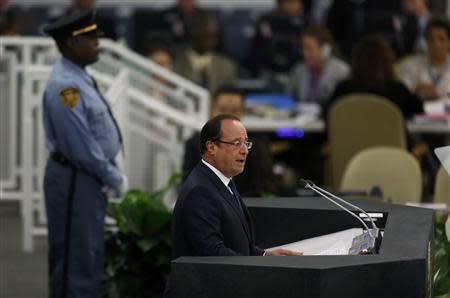 French President Francois Hollande addresses the 68th United Nations General Assembly at UN headquarters in New York, September 24, 2013. REUTERS/Shannon Stapleton