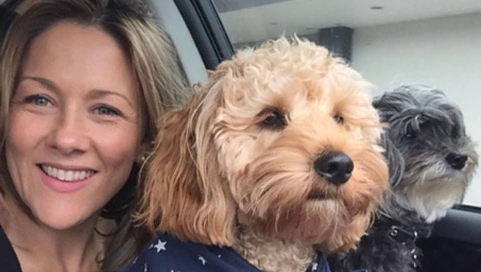 Tammy Collins with her dogs Monte and Freda. Freda was put down recently by Southern Cross Vets at St Peters. Ms Collins has praised Dr Ben McRae for sending flowers.