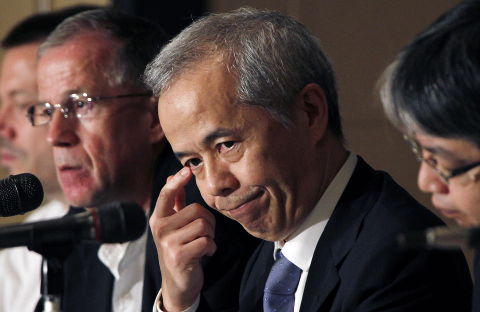 Tokyo Electric Power Co. President Naomi Hirose reacts during a press conference at the Foreign Correspondents' Club of Japan in Tokyo Thursday, July 19, 2012. The new head of the operator of Japan's crippled nuclear plant has vowed to try to overcome deep public distrust in his company. But Hirose also says he's not ready to agree with a parliamentary panel's conclusion that cozy ties between the government and industry were to blame for last year's nuclear disaster. (AP Photo/Koji Sasahara)