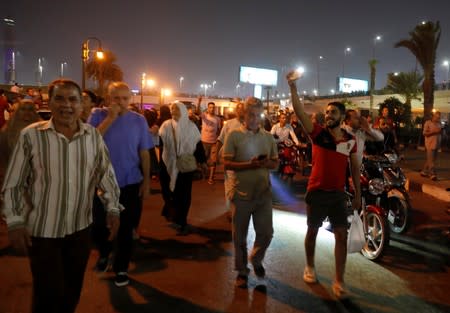 Small groups of protesters gather in central Cairo shouting anti-government slogans in Cairo