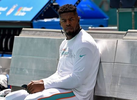 FILE PHOTO: Sep 9, 2018; Miami Gardens, FL, USA; Miami Dolphins defensive end Cameron Wake (91) prior to a game against Tennessee Titans at Hard Rock Stadium. Mandatory Credit: Steve Mitchell-USA TODAY Sports/File Photo