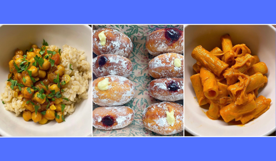 Author photo of a rice dish, doughnuts and pasta made in the Perfect Pot