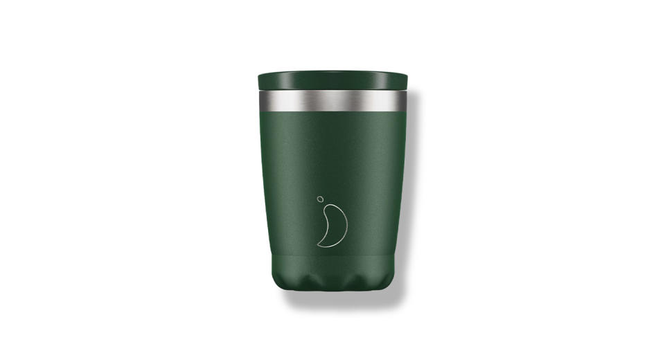 Chilly's reusable coffee cup can hold 340ml of hot coffee. 