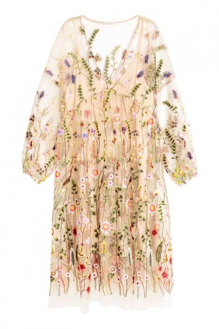 <i>This floral embroidered dress has been spotted in quite a few high street stores [Photo: H&M]</i>