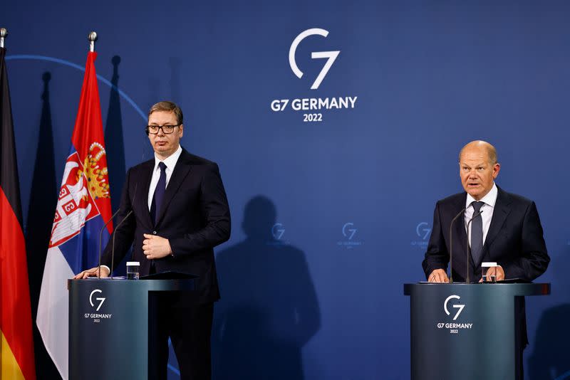 German Chancellor Scholz and Serbian President Vucic hold a news conference in Berlin