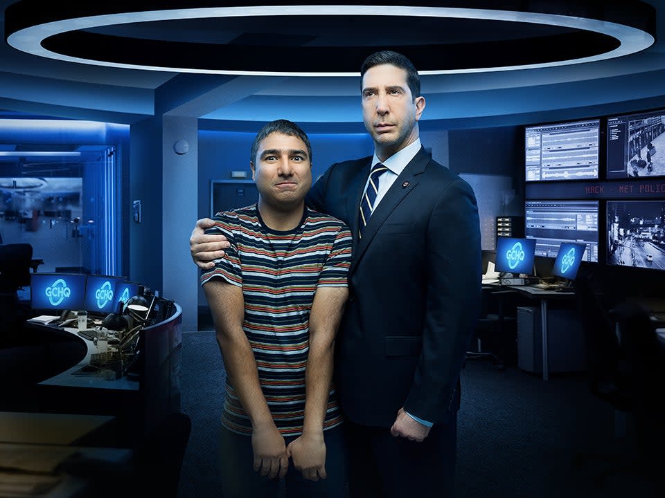 Nick Mohammed and David Schwimmer in Intelligence: Sky One