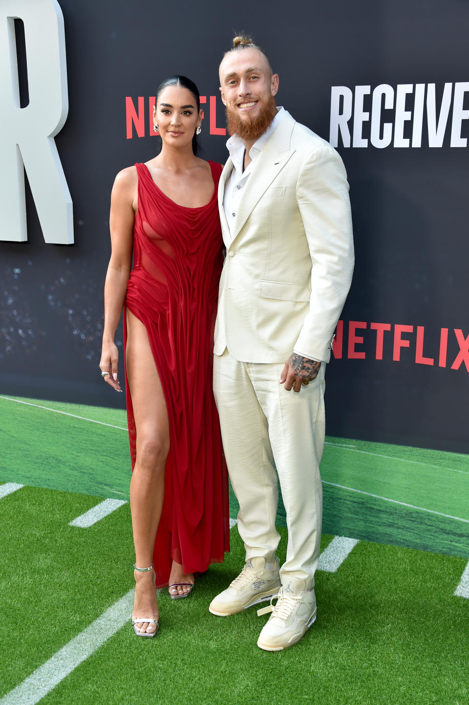 Claire Kittle and George Kittle at Netflix's 'Receiver' premiere held at the Tundum Theater on July 9, 2024 in Los Angeles, California.