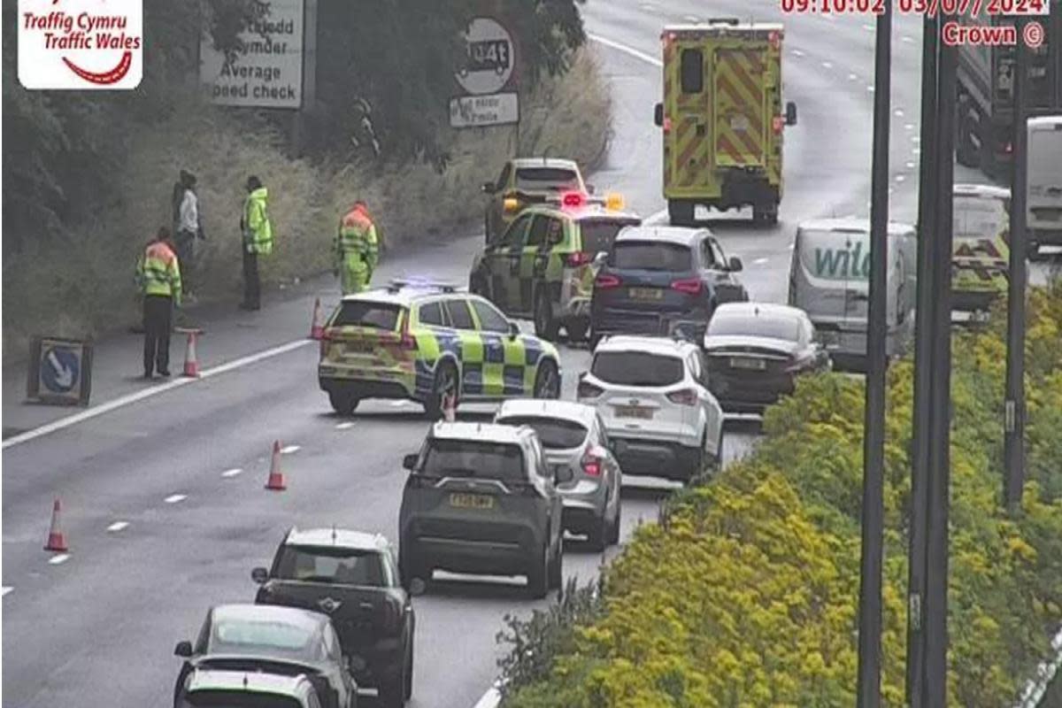 A multi-vehicle crash caused major delays on the M4 on Wednesday morning <i>(Image: Traffic Wales South)</i>