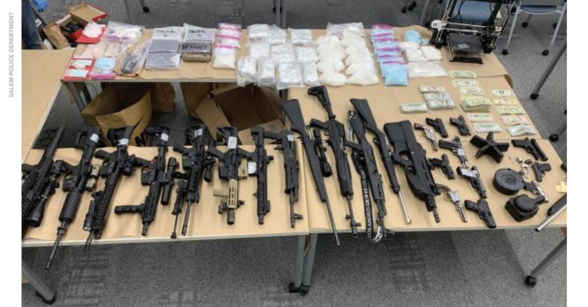 Drugs and guns seized during a drug bust at a South Salem home.