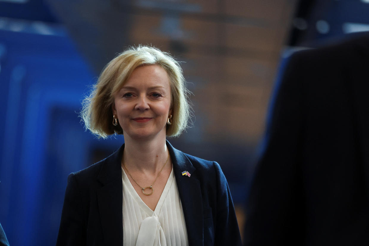 British Prime Minister Liz Truss walks during Britain's Conservative Party's annual conference in Birmingham, Britain, October 3, 2022. REUTERS/Hannah McKay