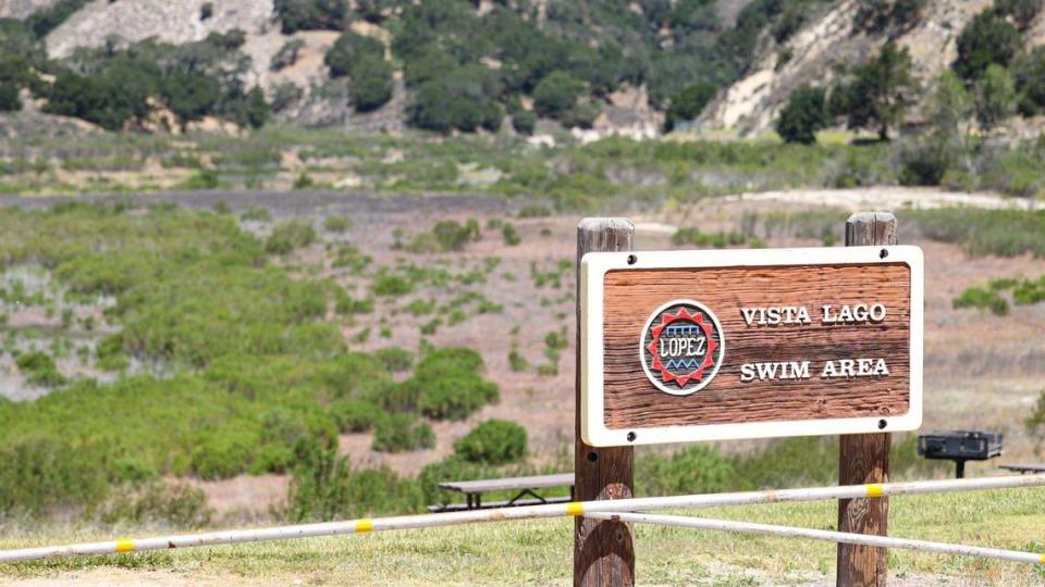 The Vista Lago Swim Area is high and dry at Lopez Lake. Many South San Luis Obispo county towns rely on Lopez Lake for most or all of their water; levels were at 28.4% on May 13, 2022.