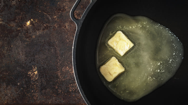butter in an iron skillet