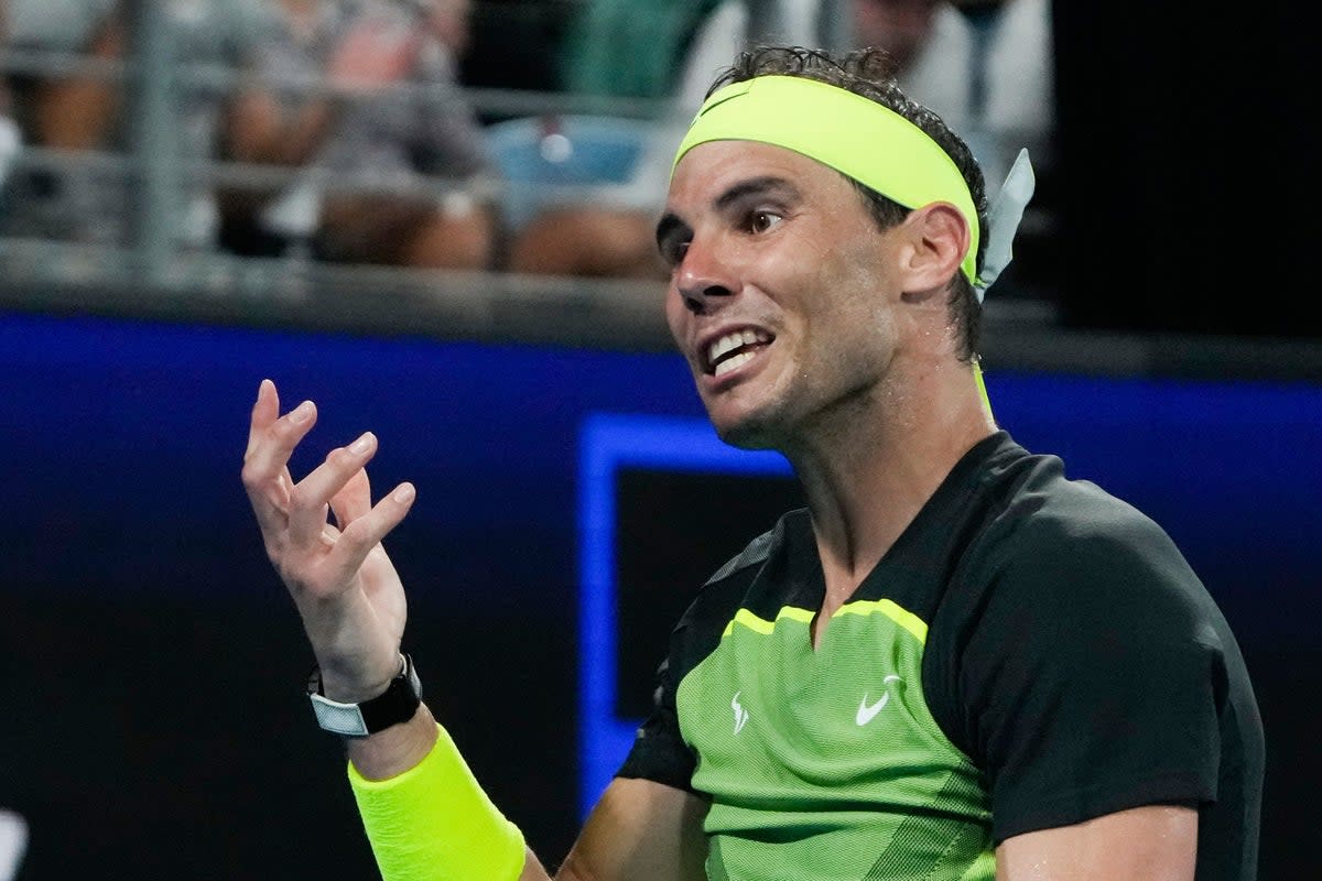 Rafael Nadal looks frustrated during his loss to Alex De Minaur (Mark Baker/AP) (AP)