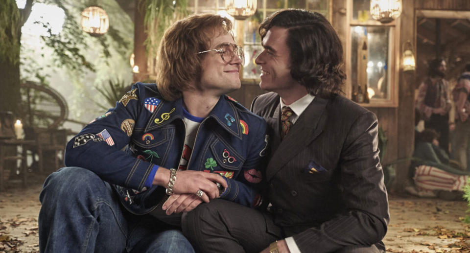 Taron Egerton as Elton John and Richard Madden as John Reid in <i>Rocketman</i> (Paramount)