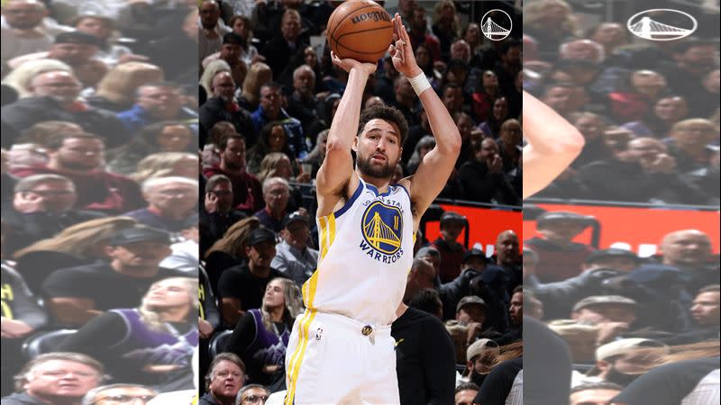 勇士湯普森（Klay Thompson）末節找到手感，最後轟下全場最高26分。（圖／翻攝自勇士隊官方X）