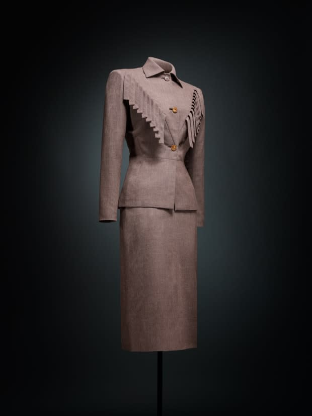 A suit by Adrian in <em> 'Alaïa-Adrian: Masters of Cut.'</em>