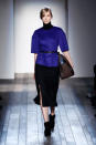 <b>Victoria Beckham AW13 at New York Fashion Week <br></b><br>Models wore roll neck tops in vivid cobalt blue shades.<br><br>Image © Getty