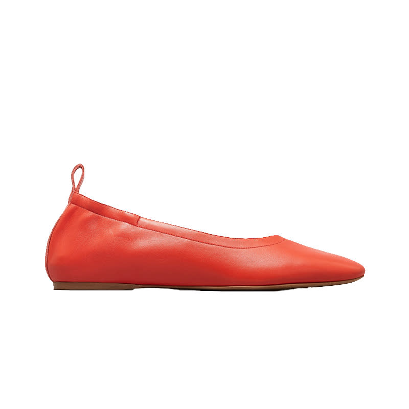 <a rel="nofollow noopener" href="https://www.everlane.com/products/womens-day-flat-brightred?collection=womens-shoes" target="_blank" data-ylk="slk:The Day Flat, Everlane, $125;elm:context_link;itc:0;sec:content-canvas" class="link ">The Day Flat, Everlane, $125</a>