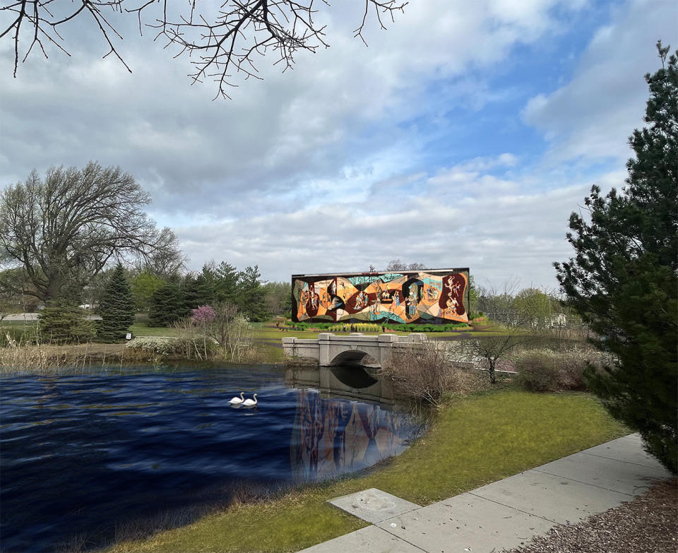  Pershing Center mural rendering. (Courtesy of Michelle McCullough, Moment Architecture)