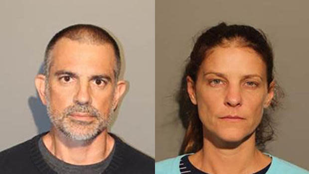Fotis Dulos and Michelle Troconis following their arrests in connection with the disappearance of Dulos' estranged wife, Jennifer Dulos. Photos taken June 1, 2019. / Credit: New Canaan Police Department