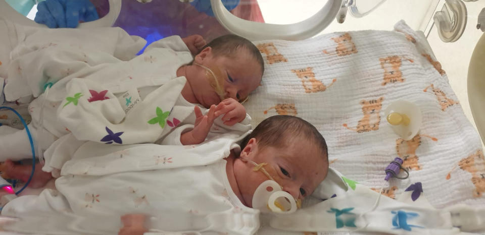 The parents of premature twins thought to be the first in the UK born with Covid-19 have spoken of their joy after they were declared fit and healthy and allowed home. Sarah Curtis, 32, and husband Aaron, 33, were horrified when tests came back and revealed Sarah was positive for Covid-19 just days before she gave birth. She was asymptomatic but felt “scared” and “annoyed” with herself as she feared she was putting the unborn twins at risk. Doctors were unsure if mothers could pass on the virus to their babies, or what its effects would be, which left them worried.

Sarah went into labour ten weeks early on July 3 but her husband Aaron couldn’t stay with her due to Covid restrictions, and welcomed 3lbs Kenna and Lissa into the world.

Doctors confirmed they were born with the killer virus, which was transferred to them via the placenta.